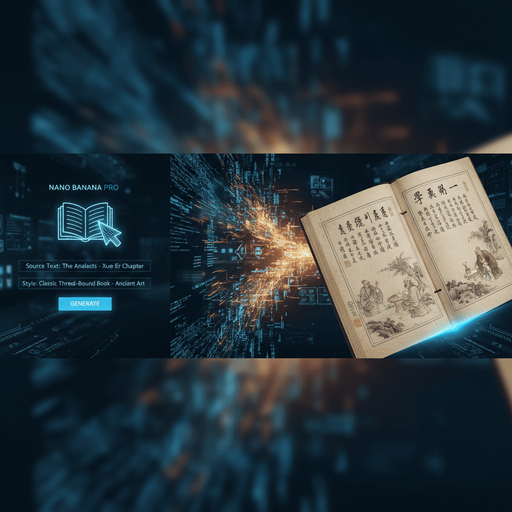 精美古风艺术示例,使用Nano Banana Pro复刻《论语》,AI生成的传统艺术作品。