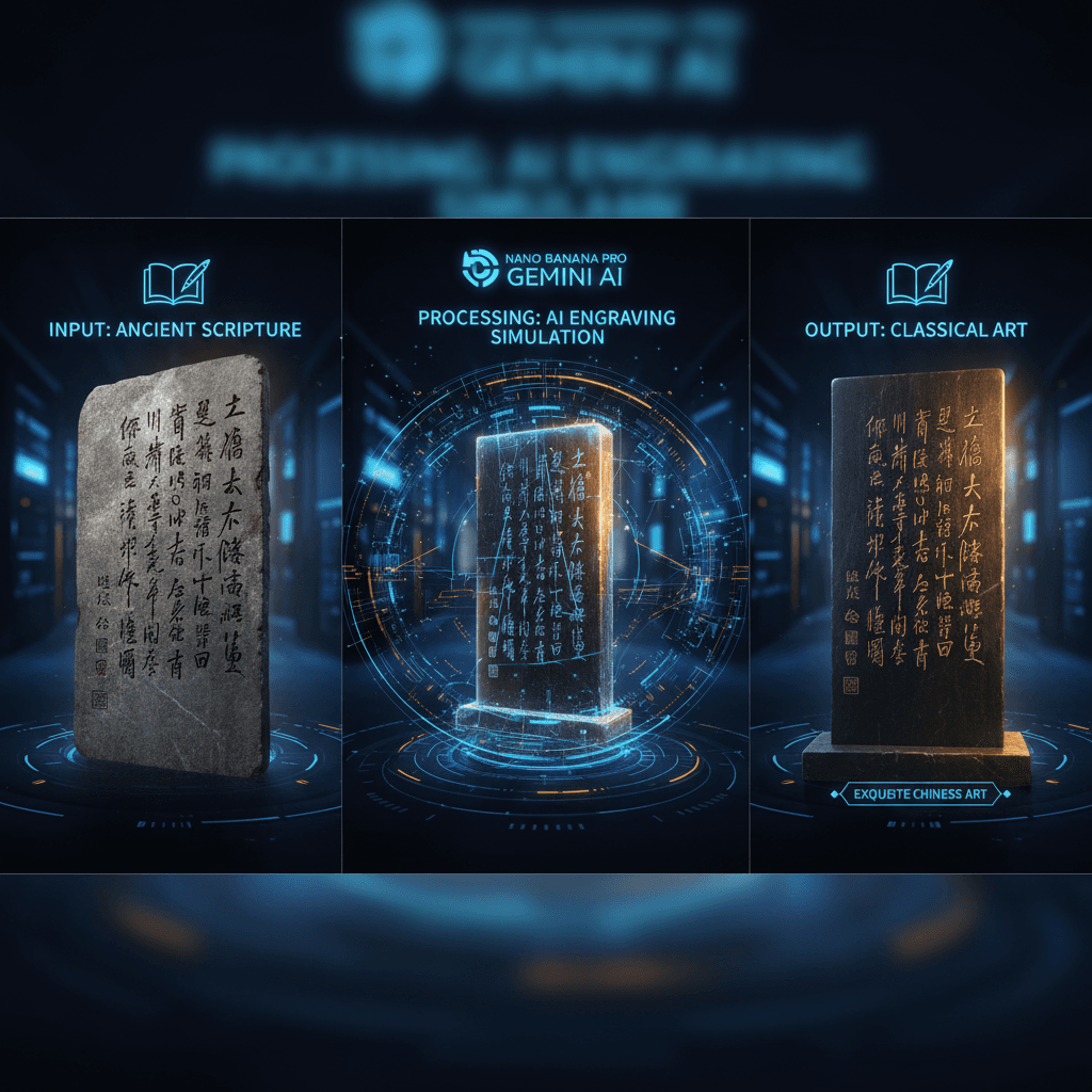 精美古风艺术示例,《兰亭集序》石碑,使用Nano Banana Pro AI生成,展示传统艺术魅力。