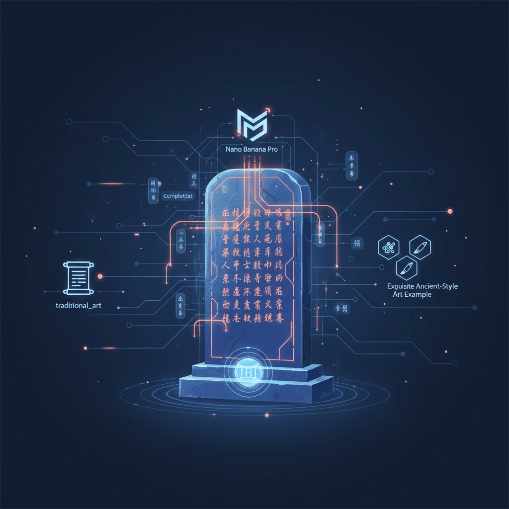 精美的《兰亭集序》石碑艺术图,使用Nano Banana Pro AI生成,展现传统艺术之美。