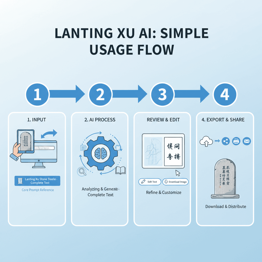 使用步骤:选择 Nano Banana Pro 工具,轻松生成《兰亭集序》石碑的古风艺术。