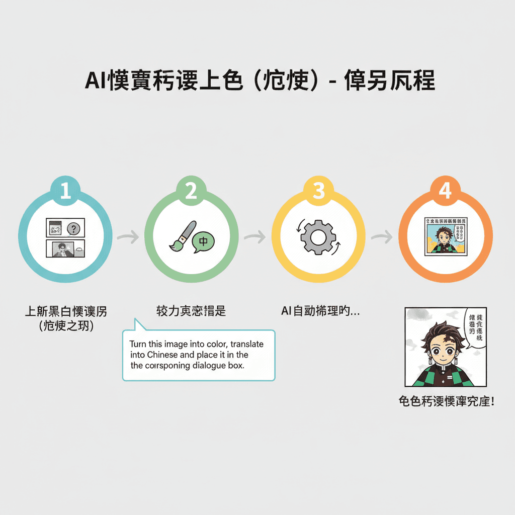 使用步骤:轻松上色鬼灭漫画,借助AI工具Nano Banana Pro,体验便捷翻译与创作。