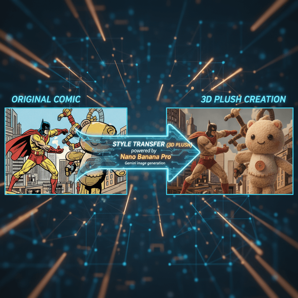 使用Nano Banana Pro AI生成的精美3D毛绒风格转换示例,展示独特的风格迁移效果。