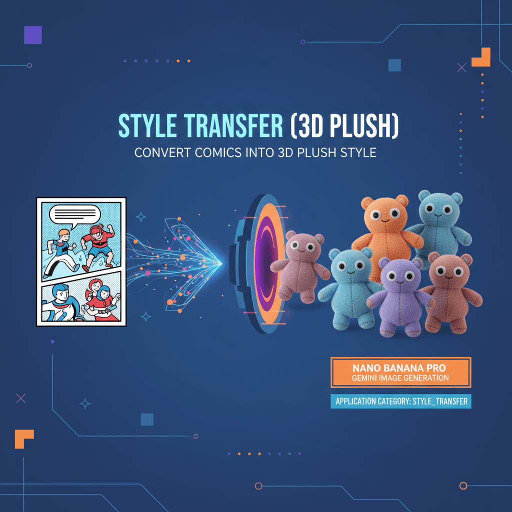 使用Nano Banana Pro生成的3D毛绒风格转换艺术作品,展现AI在艺术创作中的应用。