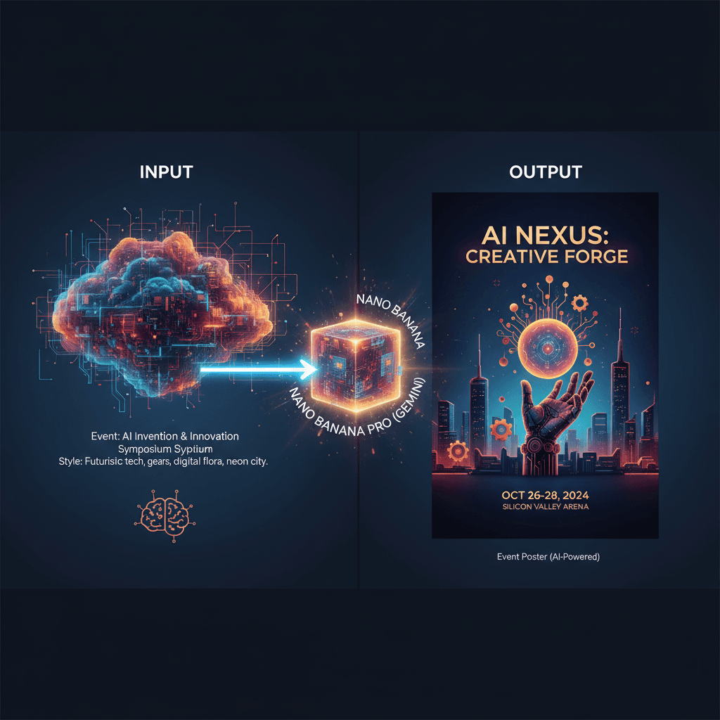 精美活动海报示例,使用Nano Banana Pro AI生成,展现Gemini图像生成核心功能。