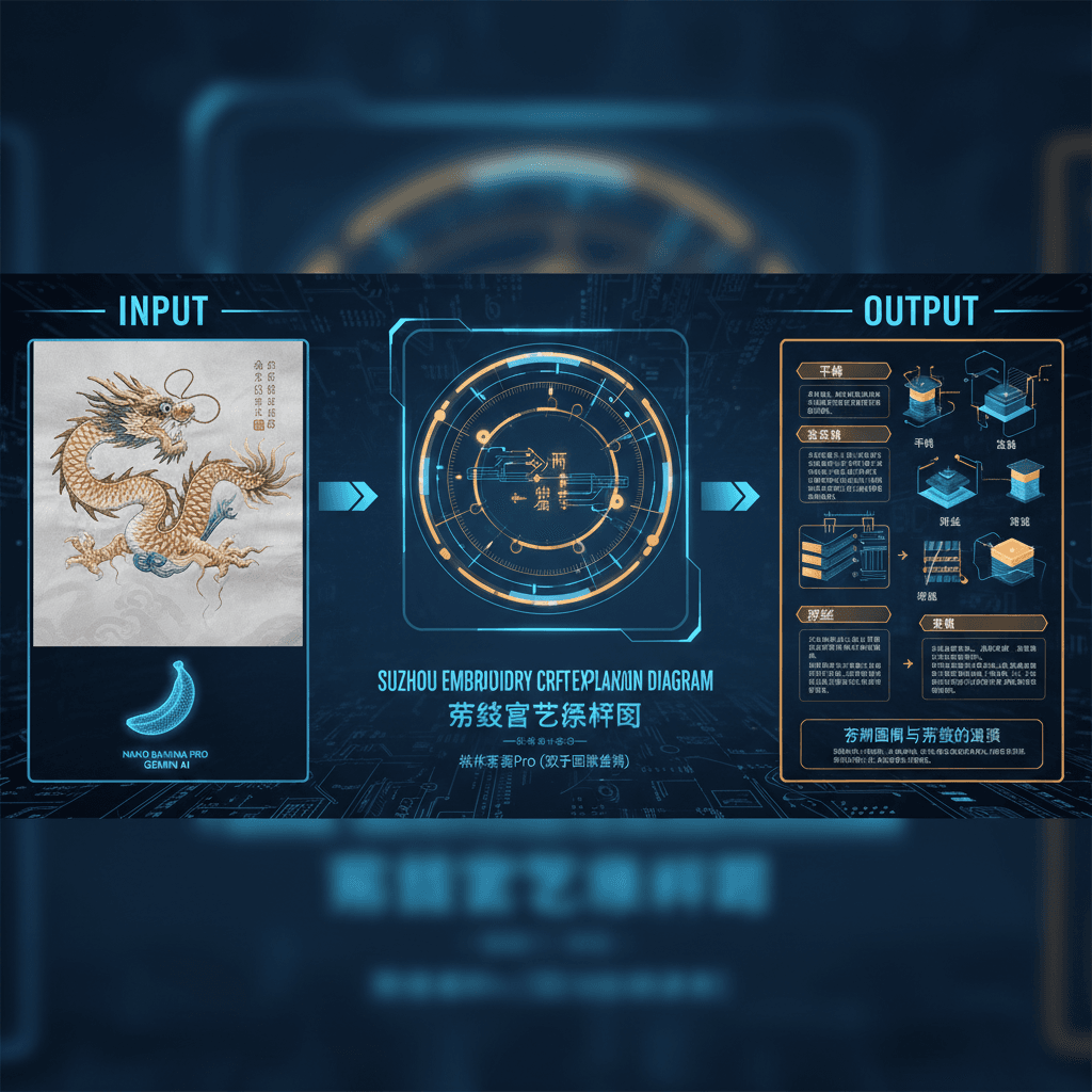 精美苏绣工艺解说图,由Nano Banana Pro AI生成,呈现细致工艺与信息。