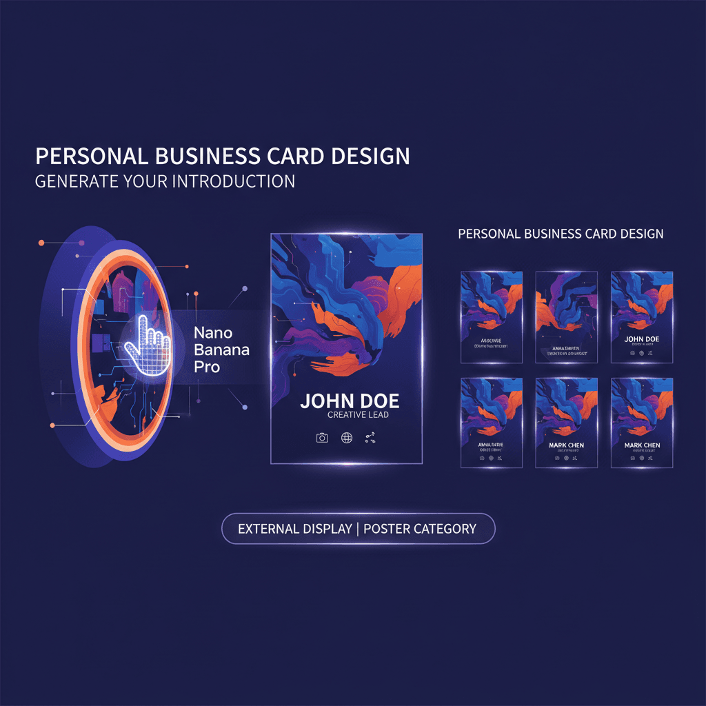 使用Nano Banana Pro创建的个人名片设计海报,展示AI在名片设计中的应用价值。