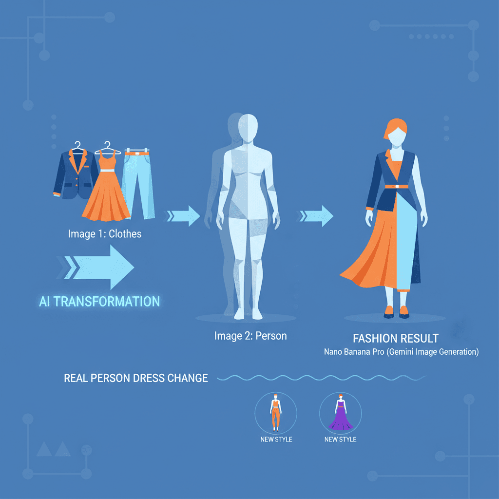 使用 Nano Banana Pro AI 创建的真人换装时尚示例,展示多样化的穿搭风格。