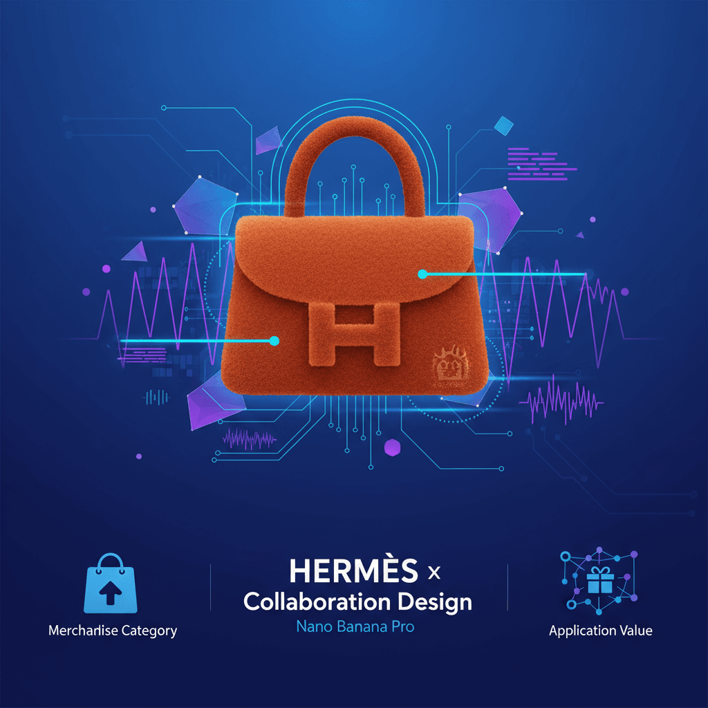 "爱马仕联名设计的精美周边,使用Nano Banana Pro AI生成,展现独特艺术风格。"