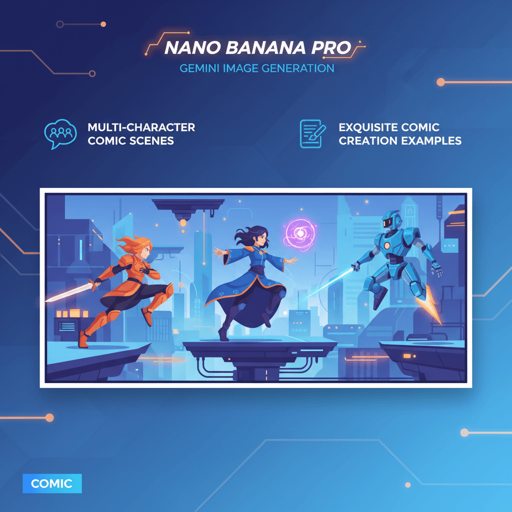 多人漫画场景,使用Nano Banana Pro生成,展示AI在漫画创作中的应用价值。