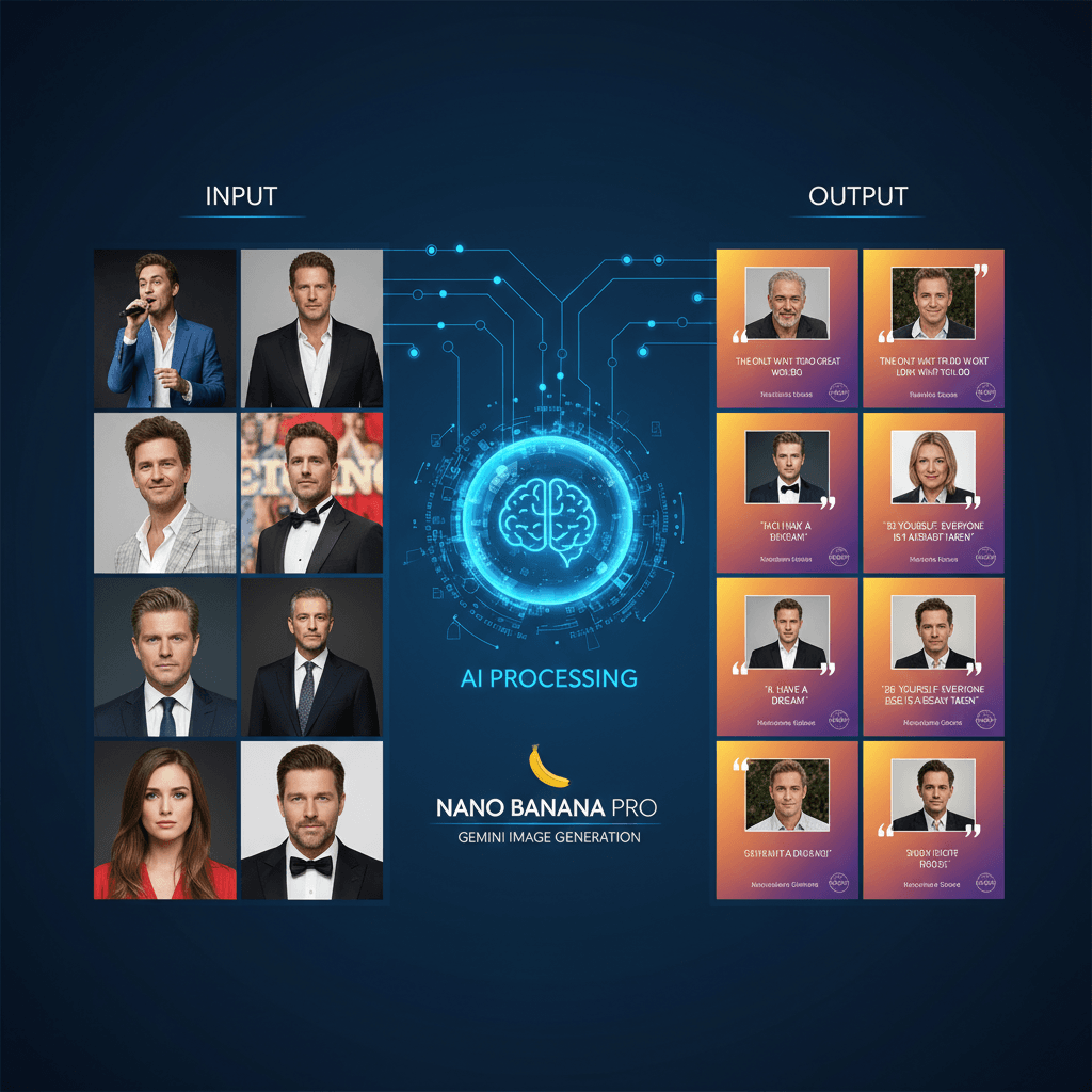 使用Nano Banana Pro生成的AI名人金句卡片,展示精美的名言设计和艺术风格。