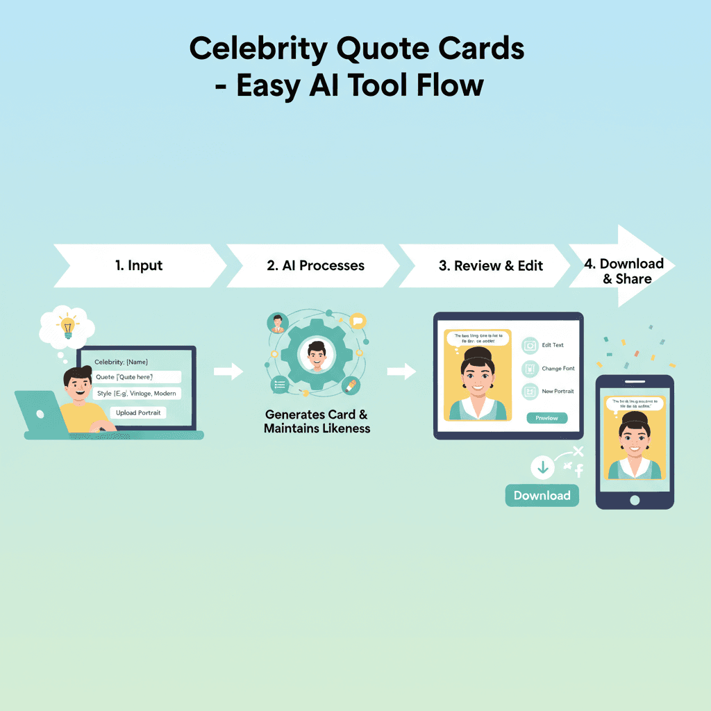 使用步骤:选择主题,输入名言,生成美观卡片。工具类别:AI工具,Nano Banana Pro。易于操作,轻松获取名人金句。