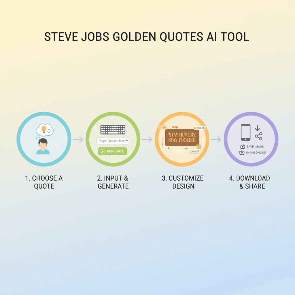 使用步骤:选择模板,添加Steve Jobs金句,生成卡片。工具类别:名言卡片。AI工具:Nano Banana Pro。易于操作。