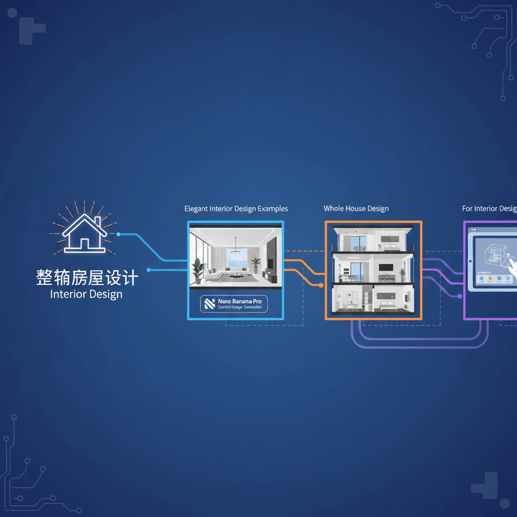 整栋房屋设计的室内艺术配图,使用Nano Banana Pro AI生成,展示精美的家居设计。