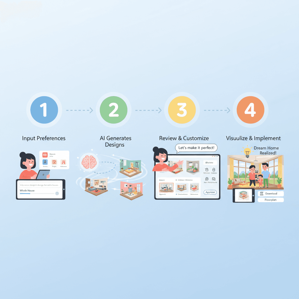 整栋房屋设计使用步骤:借助AI工具Nano Banana Pro轻松创建精美室内设计示例。