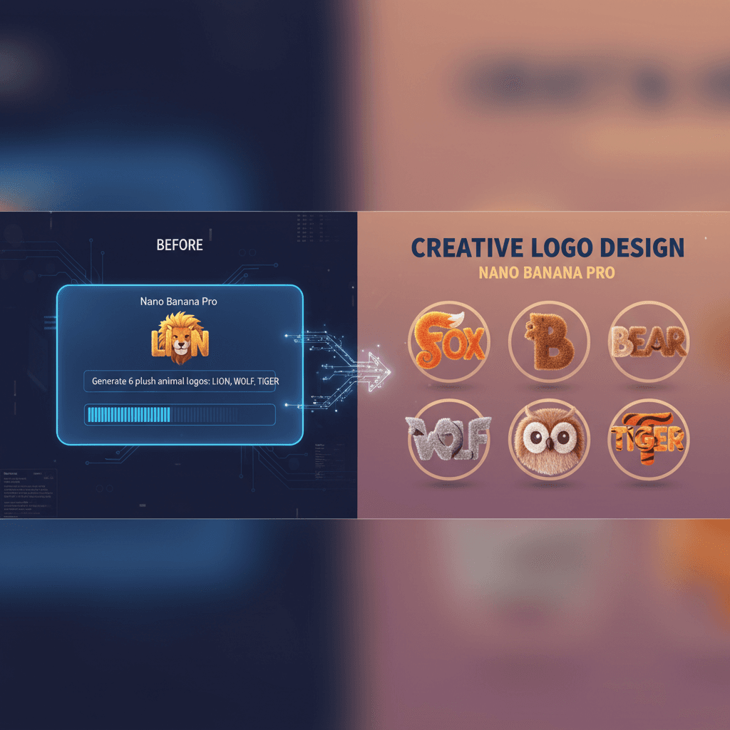 使用Nano Banana Pro创建的精美AI生成Logo设计示例,展现创意Logo设计的核心功能。