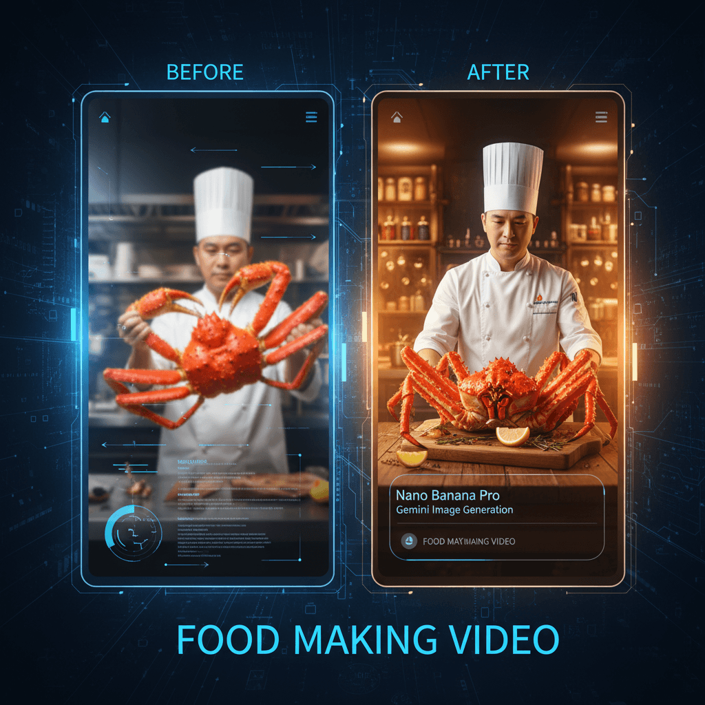 使用 Nano Banana Pro 创建的精美美食制作视频示例,展现AI生成的社交媒体内容。