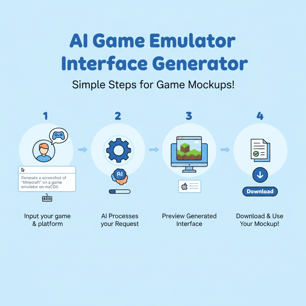 Alt文本:游戏模拟器界面流程图,展示使用步骤,强调易用性和指导,基于AI工具Nano Banana Pro设计。