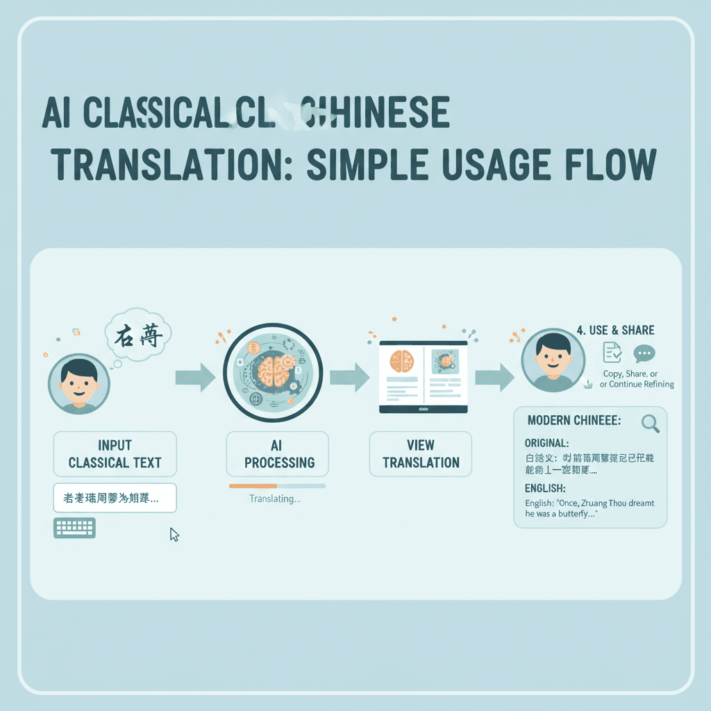 "古语翻译使用步骤:利用AI工具Nano Banana Pro轻松生成精美翻译示例,简单明了。"