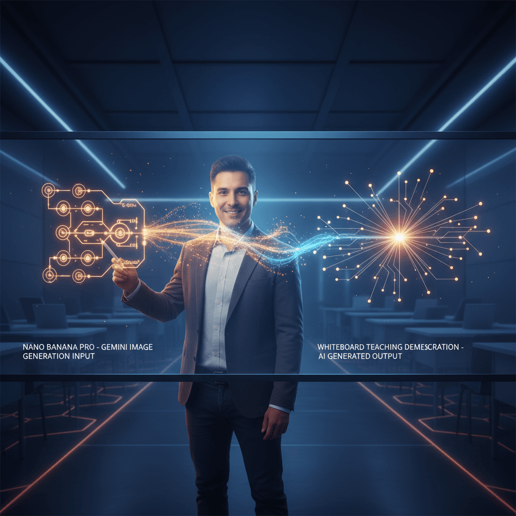 使用Nano Banana Pro创建的AI生成白板教学演示,展示精美教育示例与核心功能。