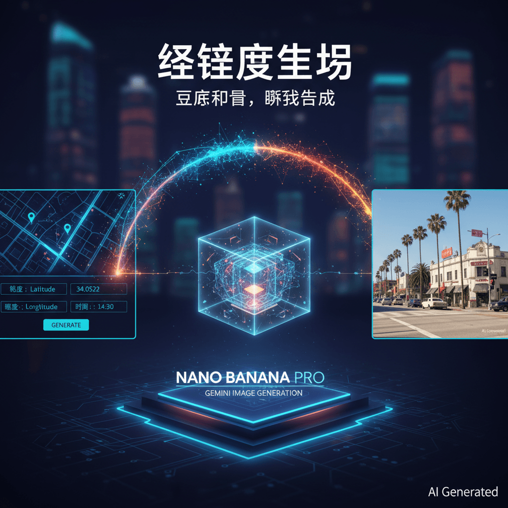 使用Nano Banana Pro生成的精美地点旅行示例,展示经纬度生图的AI生成核心功能。