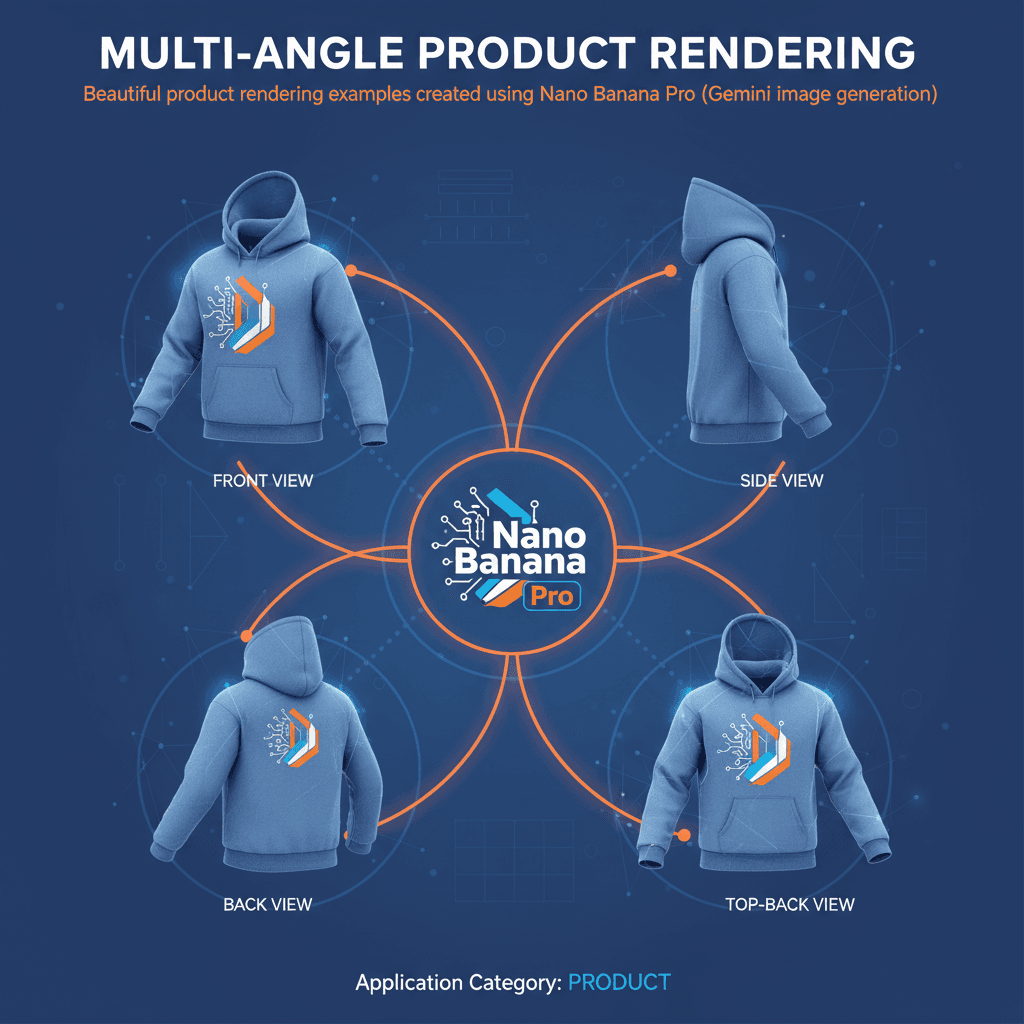精美的产品多角度渲染示例,使用Nano Banana Pro AI生成,展示产品细节与设计。