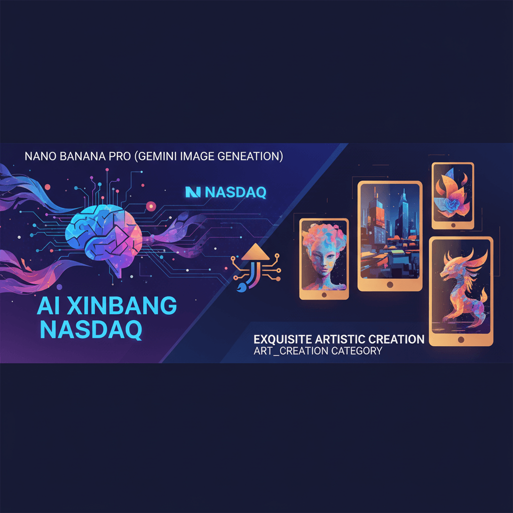 使用Nano Banana Pro创作的"AI新榜纳斯达克"艺术作品,展示AI在艺术创作中的应用价值。