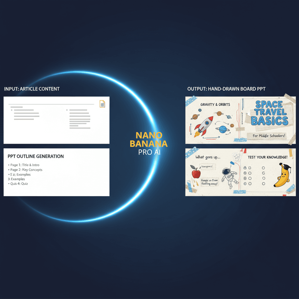 使用Nano Banana Pro AI生成手绘板书风格的精美PPT演示示例,展现核心功能。