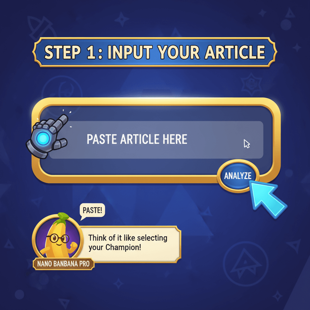 简洁的流程图展示了使用步骤,利用AI工具Nano Banana Pro创建英雄联盟 UI 风格的易用PPT。