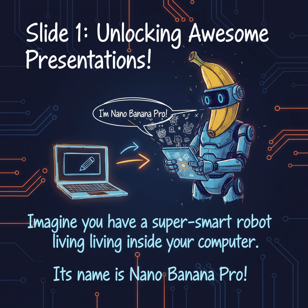 赛博手绘风格的PPT演示示例,使用Nano Banana Pro (AI)打造,展示精美的视觉效果。