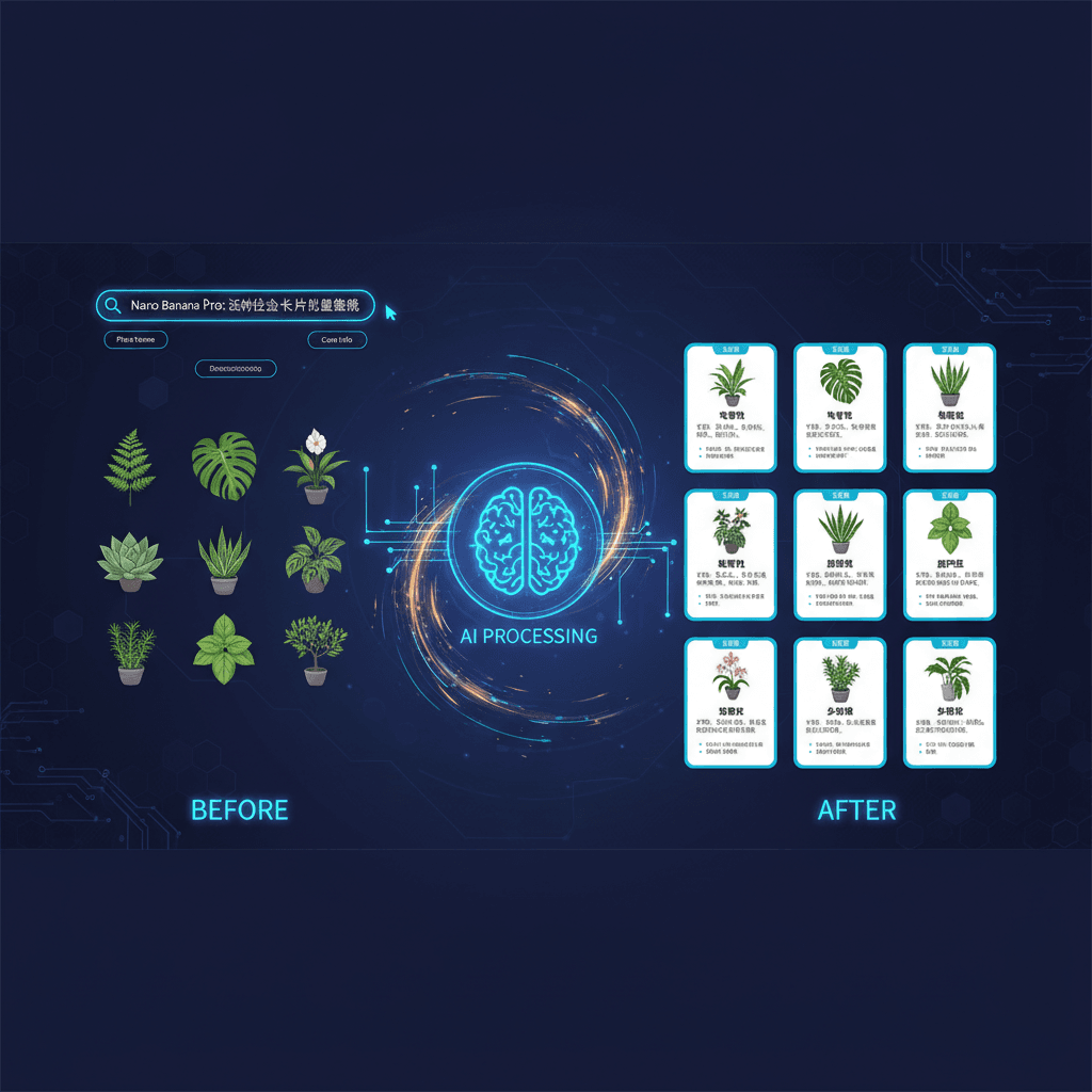 使用Nano Banana Pro批量生成AI生成的植物介绍卡片,展现精美教育示例。