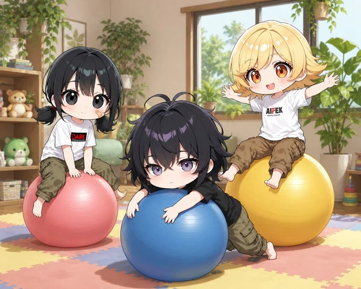 バランスボールの子供