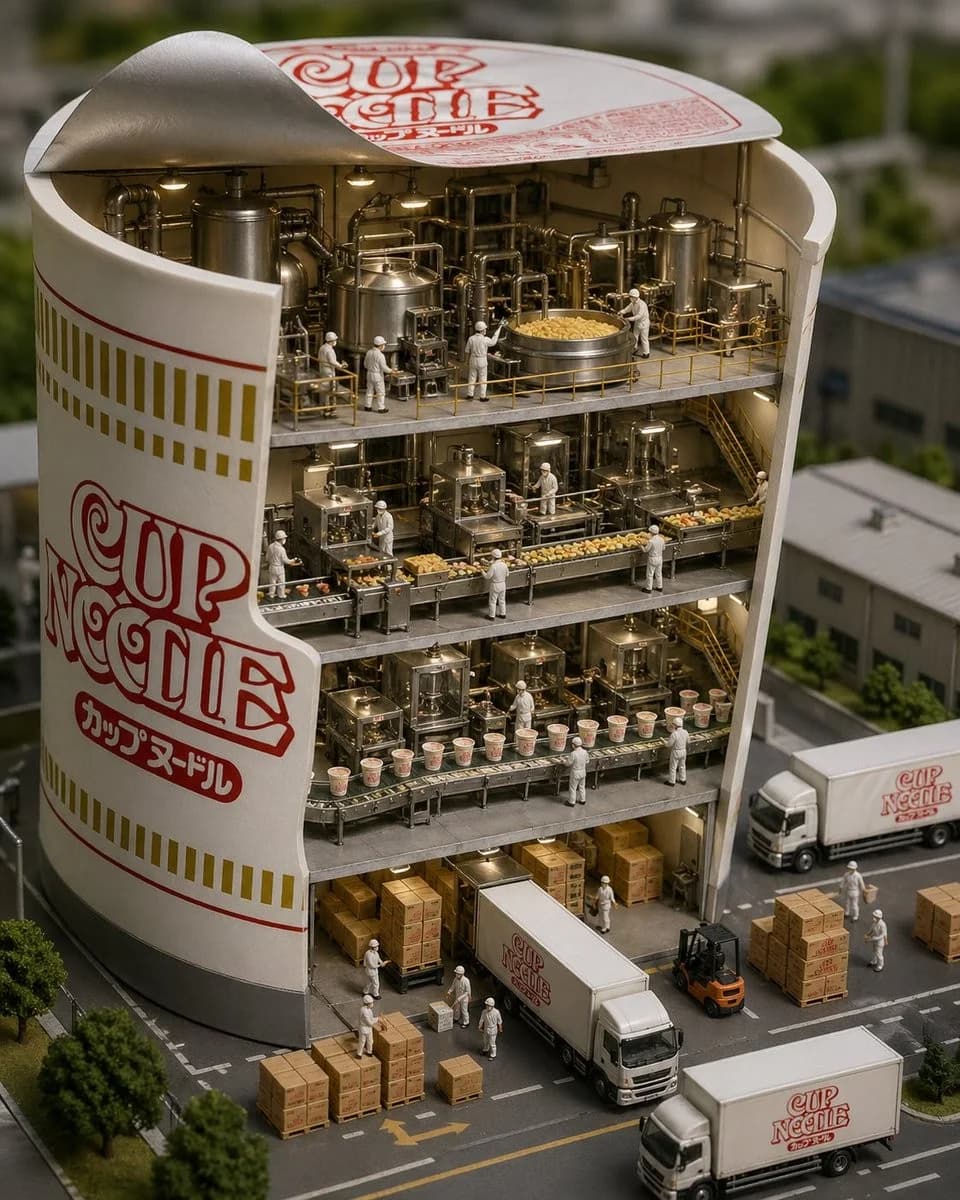 مقطع عرضي لمصنع Cup Noodle