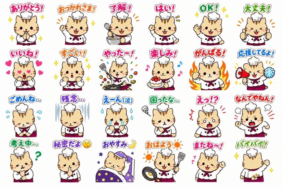 Stickers de chat chef