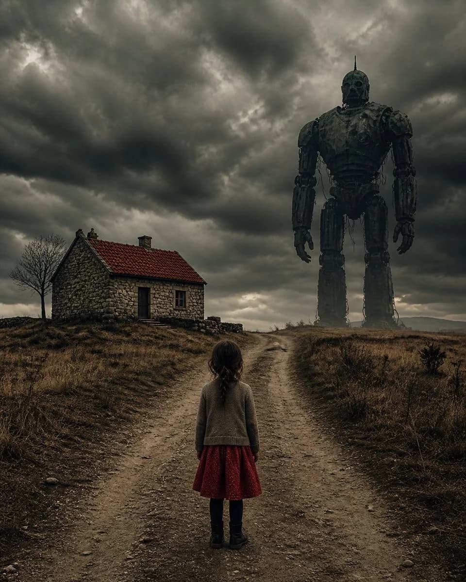 Gadis Menghadapi Robot Raksasa