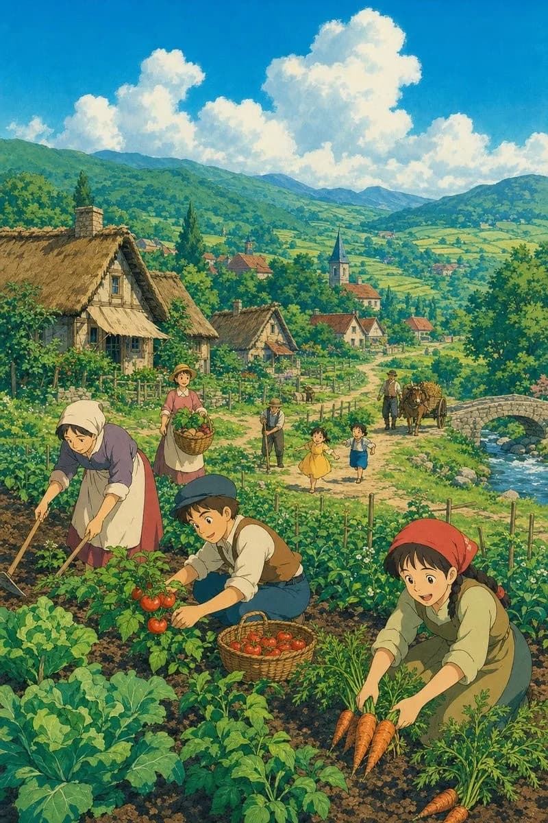 田園村アニメ風景
