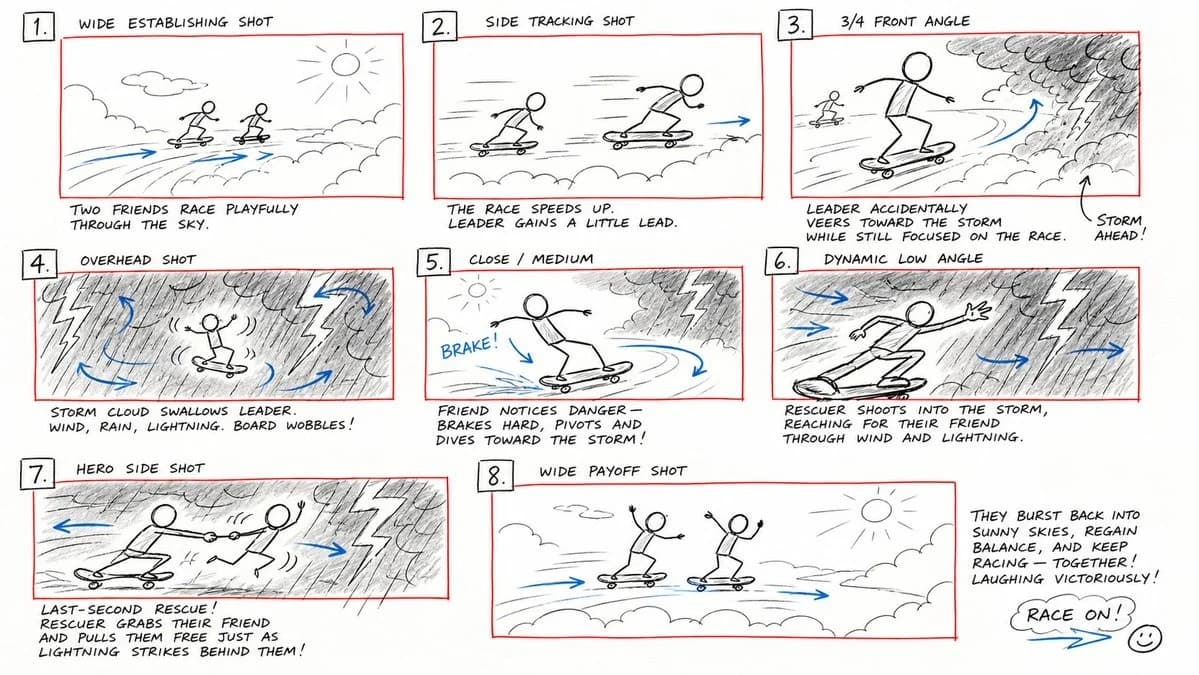 Storyboard Kejar-kejaran Penyelamatan