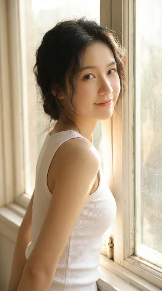 Tatapan Lembut dengan Backlight dari Jendela