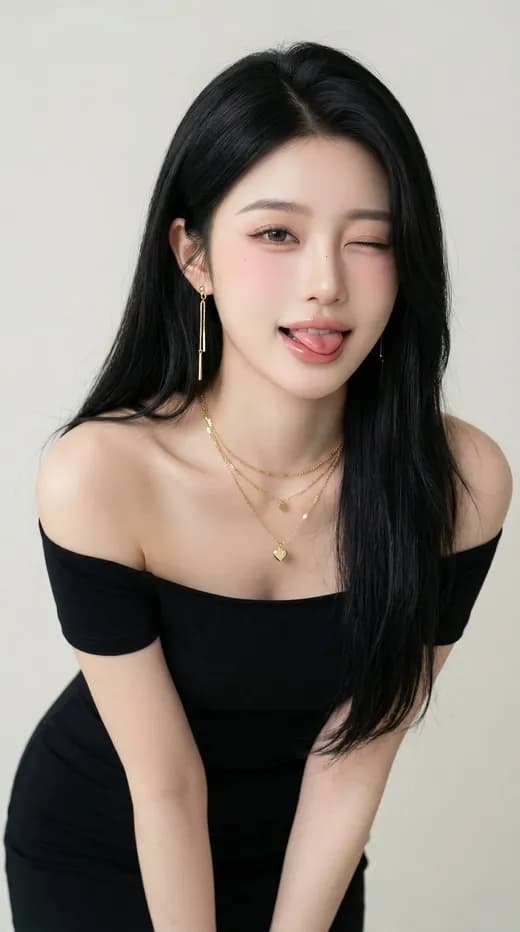 Potret Flirty Ceria dengan Gaun Hitam