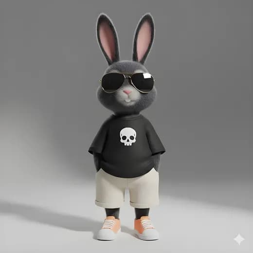 Figurine 3D lapin cool en style street