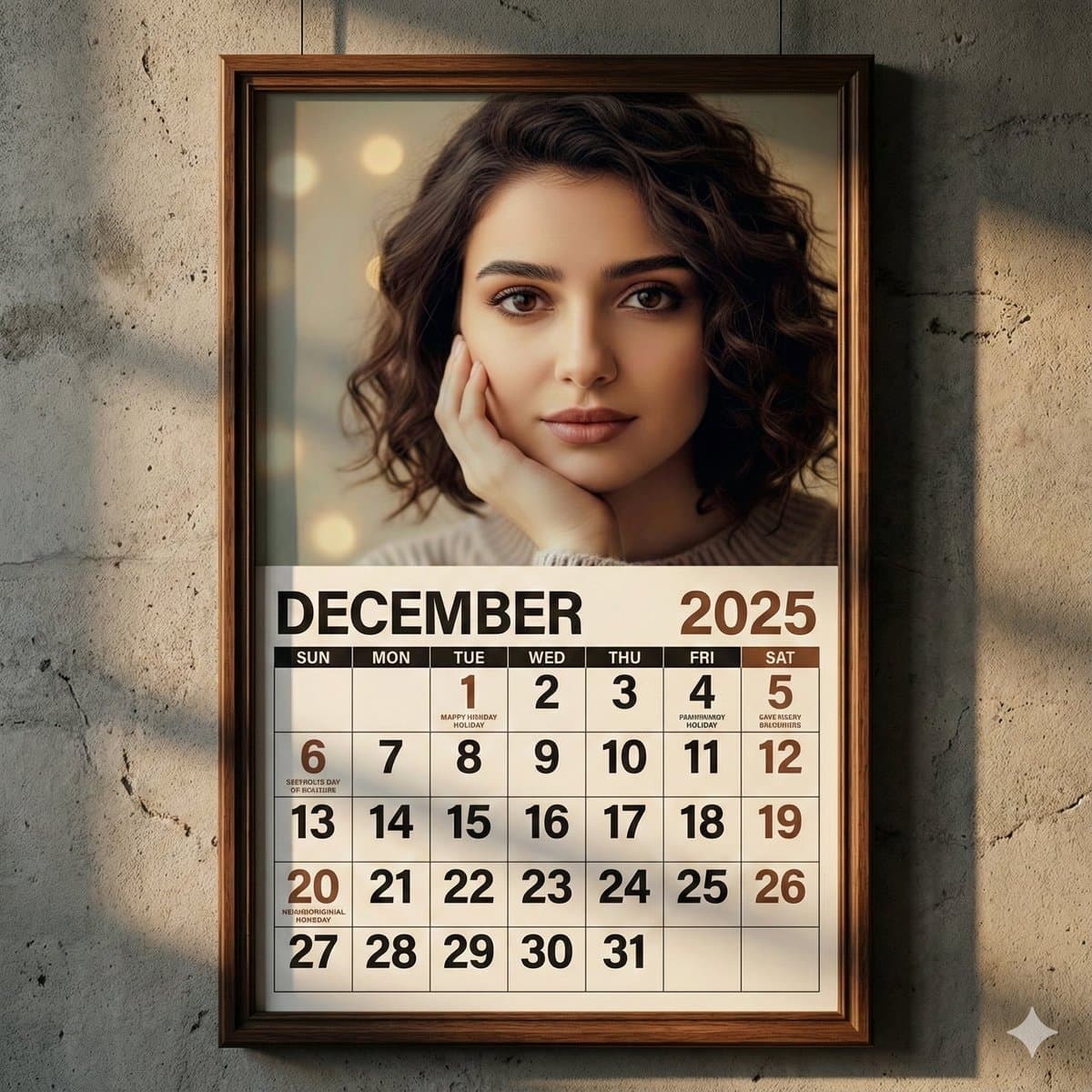 Un calendrier mural réaliste