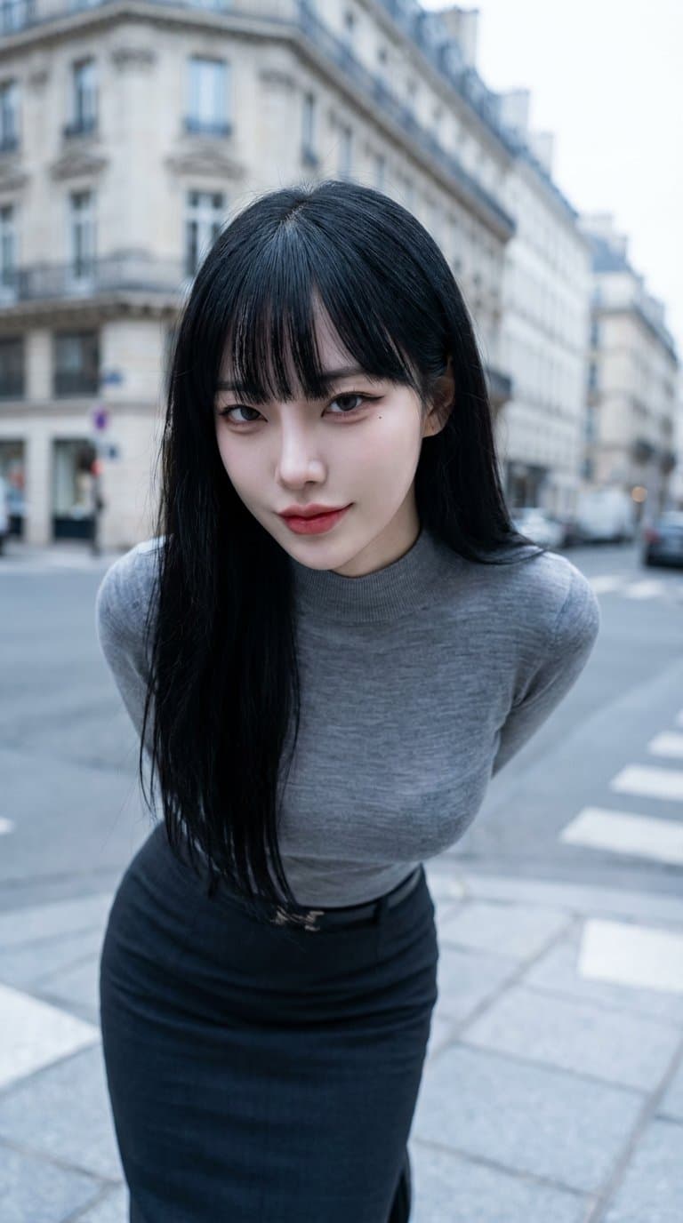 세련된 아시안 패션 블로거