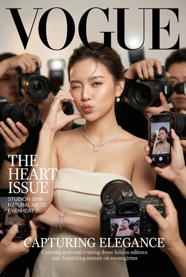 사실적인 Vogue 매거진 커버 스타일 패션 인물 사진
