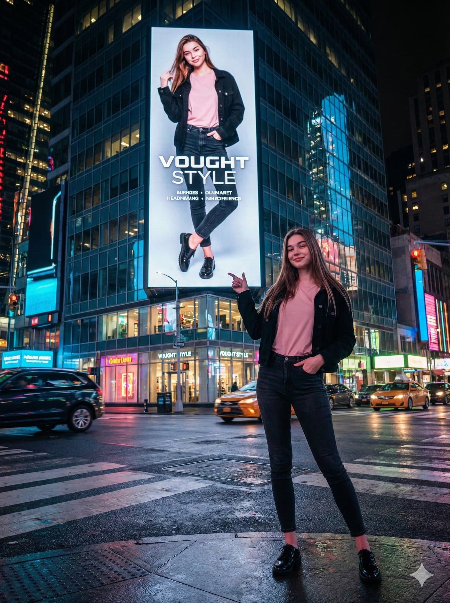 Una persona aparece en una valla publicitaria digital gigante — Generated result