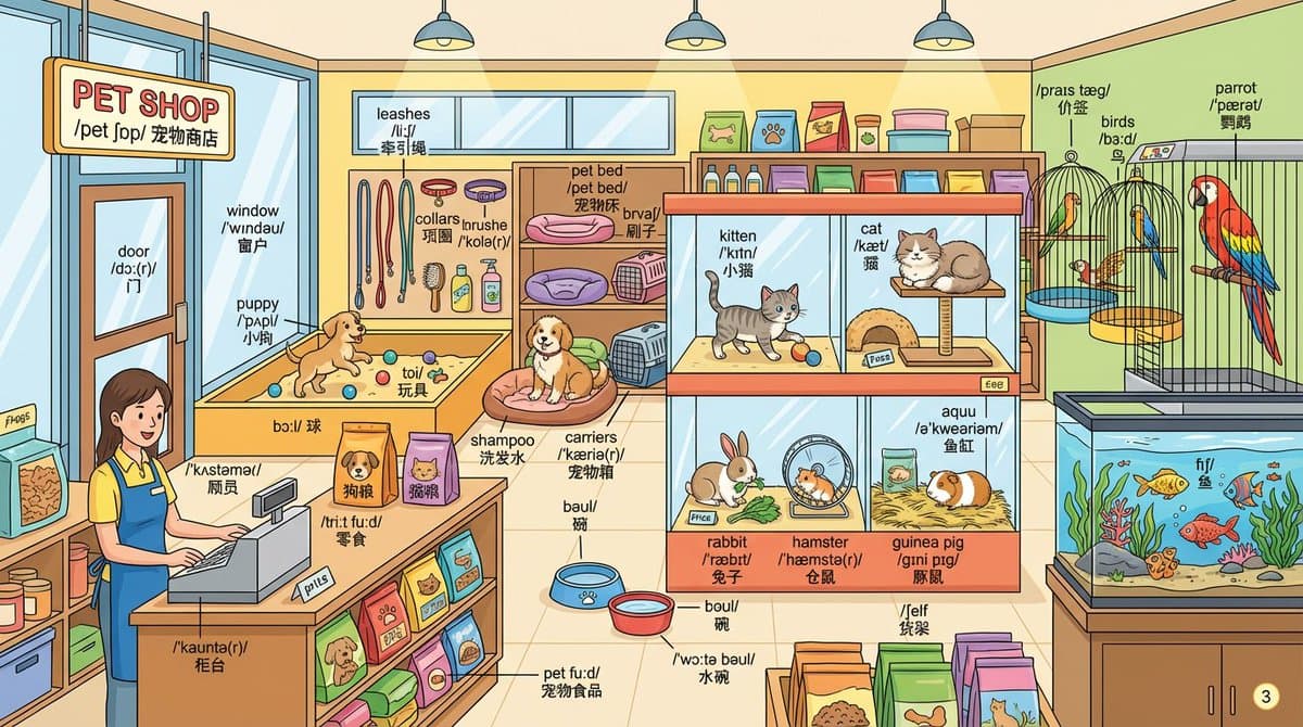 Draw a Detailed Pet Store Scene — Generated result