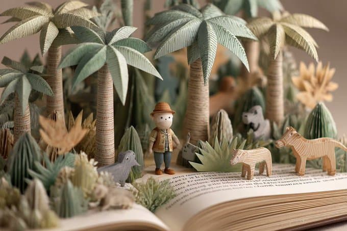 رسوم توضيحية لكتاب pop-up ثلاثي الأبعاد