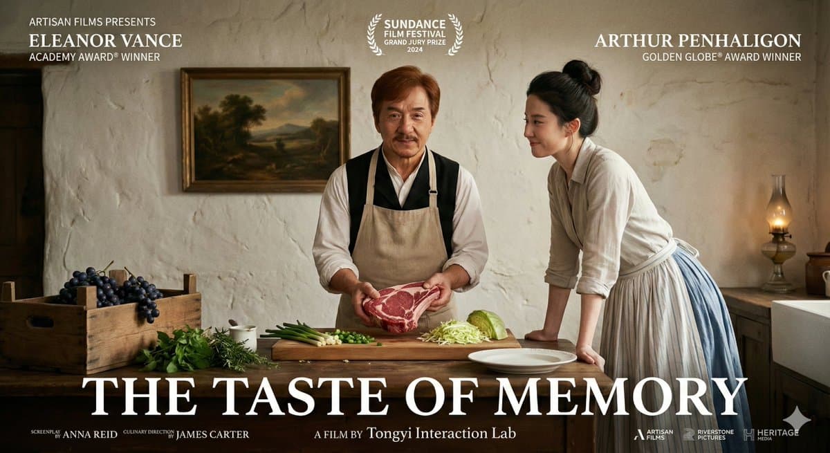 Póster de película inglesa ficticia - El sabor de los recuerdos — Generated result
