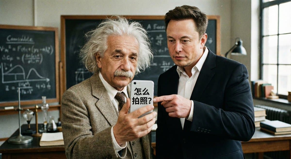 Musk Mengajari Einstein Cara Mengambil Foto