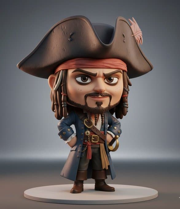 Personnage transformé en figurine collector 3D version Q