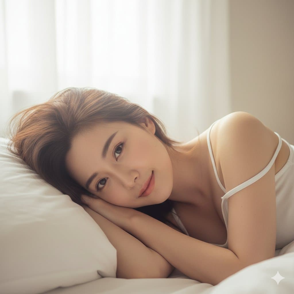 Sleepy Girl on a White Pillow — Generated result