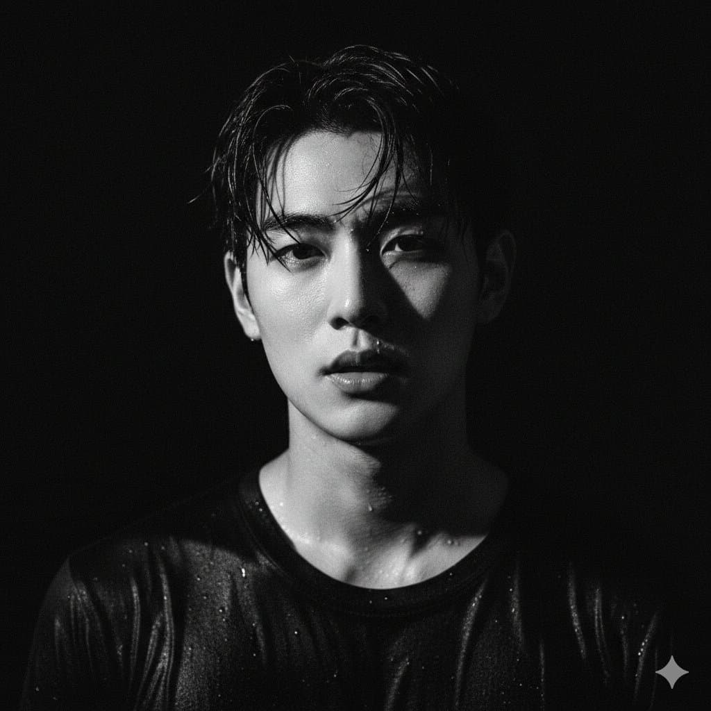 Potret Close-Up Hitam Putih yang Dramatis